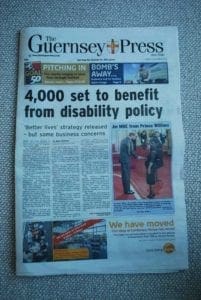 Copy of Guernsey Press announcing Disability Strategy