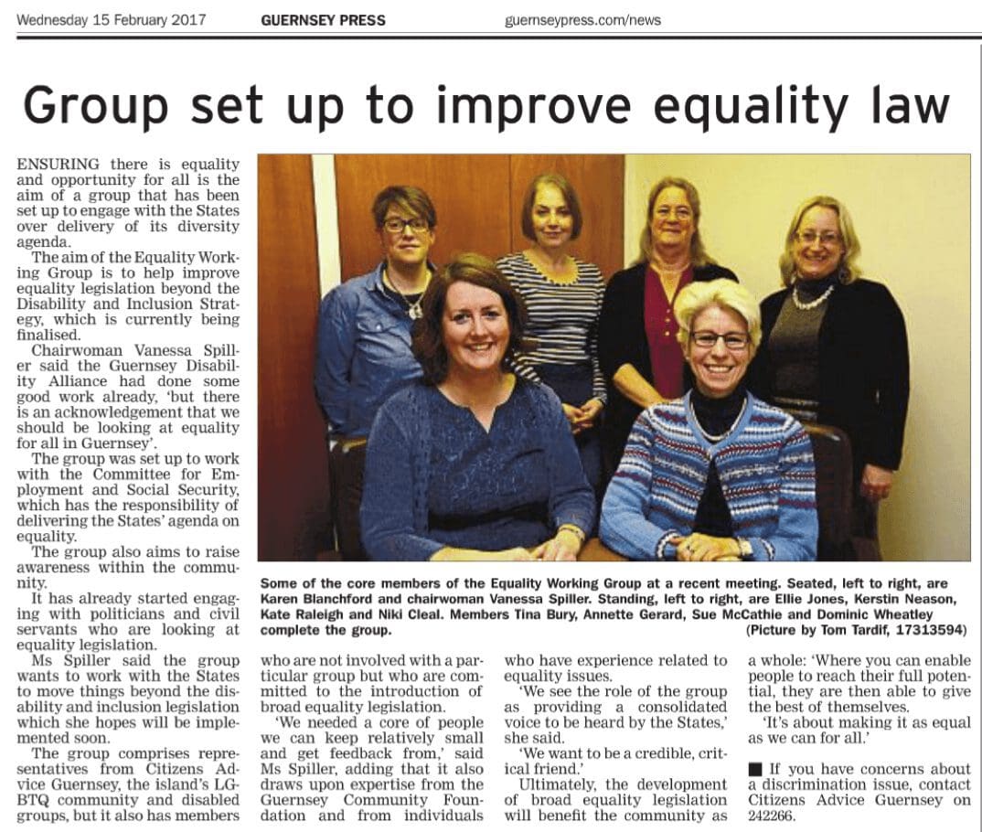 Equality Group Guernsey Press Article